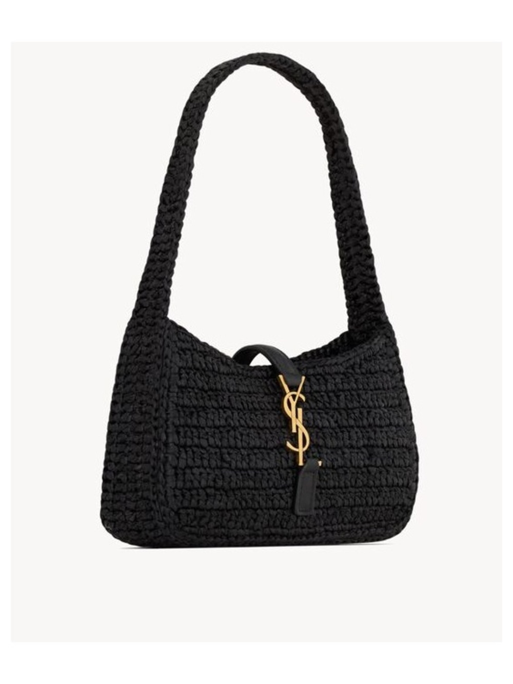 Saint Laurent Le 7 A 5 Mini Raffia & Leather Shoulder Bag, Black - Picture 2 of 4